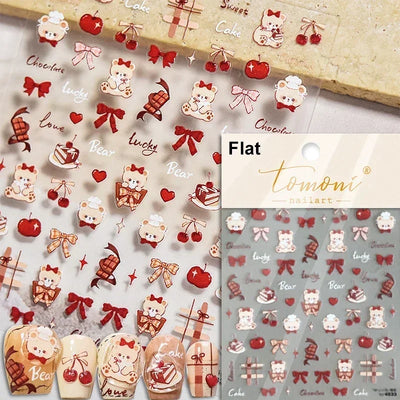 Cat's Eye 5D Gradient European Love Heart Gem Wing Crystal Geometric Colorful Self Adhesive Nail Art Stickers Manicure Decals