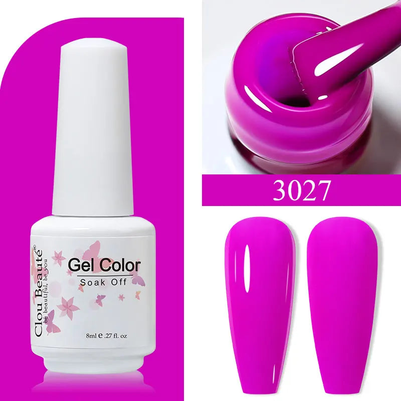 Clou Beaute 8ml Gel Polish Colorful Glitter UV Nail Gel Vernis Semi Permanent Glass Bottle Blue Green White Soak Off Gel Nail