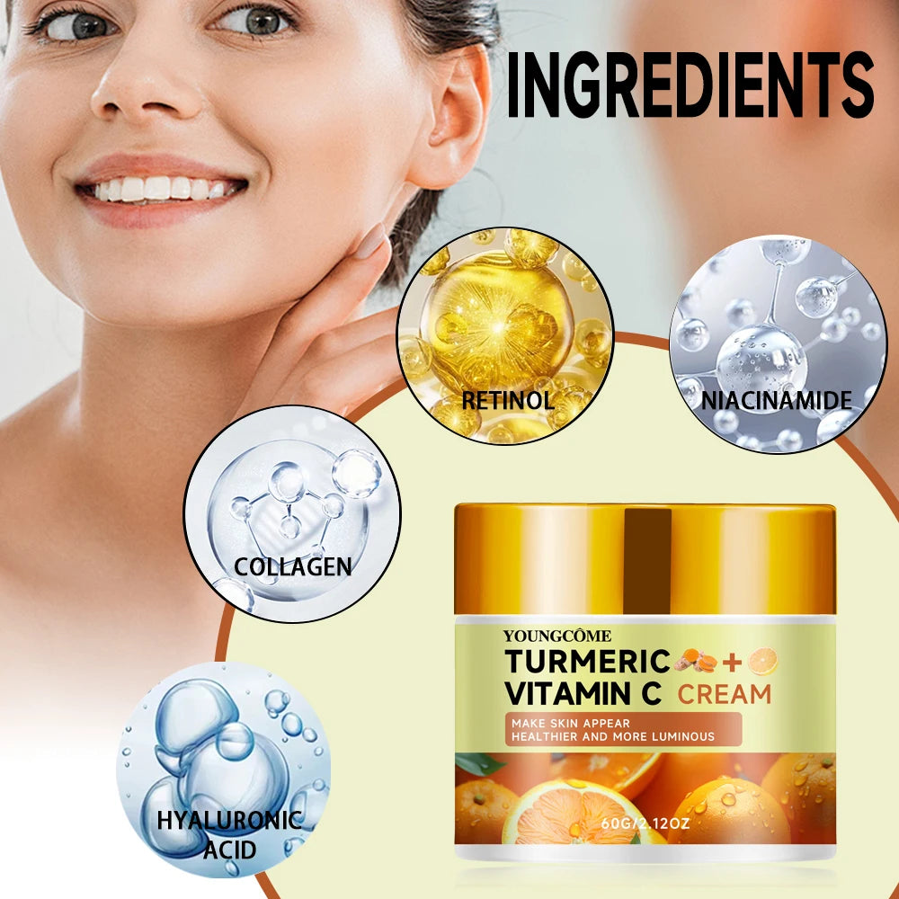 Turmeric and vitamin C firming face cream Anti-oxidant Nourishing Moisturizing Repair Skin Brighten Fade Dark Spot Essence Face