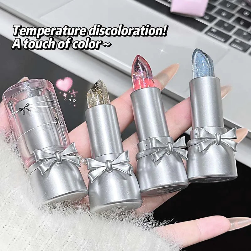 Cappuvini Sweet and Cool Bow Thermochromic Lipstick is a moisturizing and hydrating lip balm that reduces lip lines and changes