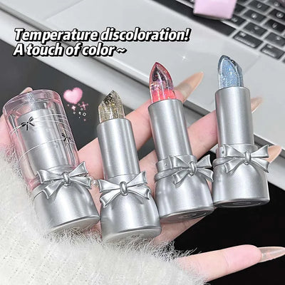 Cappuvini Sweet and Cool Bow Thermochromic Lipstick is a moisturizing and hydrating lip balm that reduces lip lines and changes
