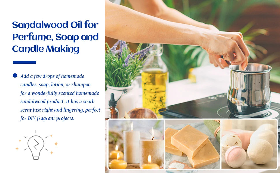 HIQILI 100ML Pure Sandalwood Essential Oil Lavender Jasmine Eucalyptus Peppermint Ylang Ylang Frankincense (Choose Scent)