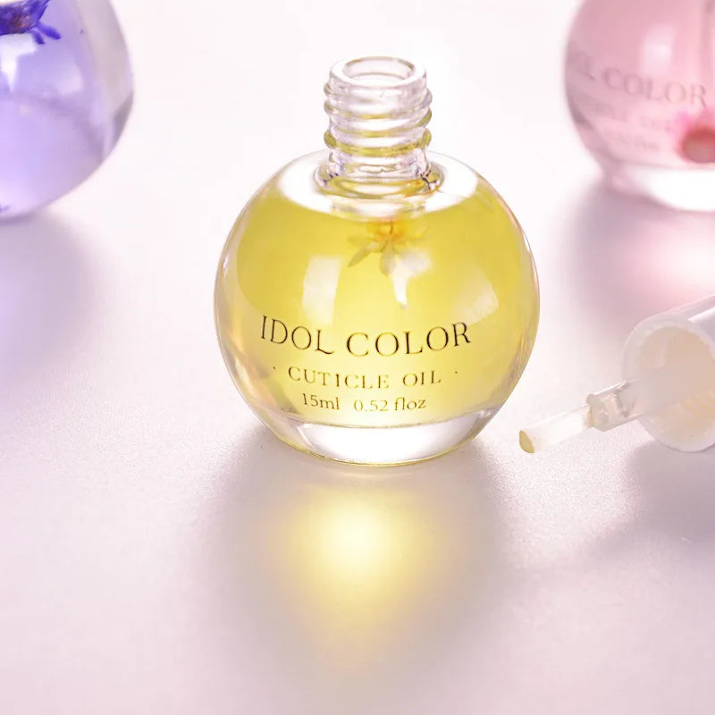 15ml/1 Bottle Dried Flowers Softener Nutritional Cuticle Oil 8Color Cuticle Oil Multi Fragrance Nail Edge Care Nail Art Tool*