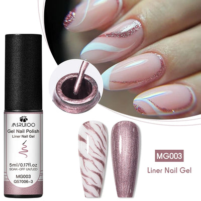 5ml Metallic Painting Liner Gel Nail Polish Set Gold Silver Pink Semi-Permanent Line UV Gel Varnish For Drawing French Nails