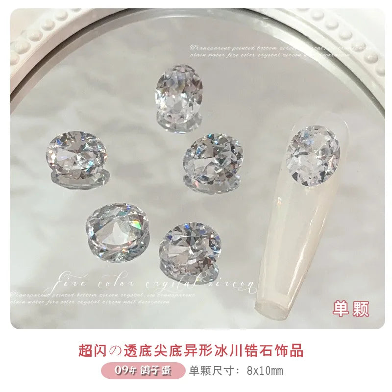10-20PCS Super Sparkle Clear Translucent Zircon Nake Pointed Diamonds Nail Art Rhinestones Decorations Manicure Ornaments