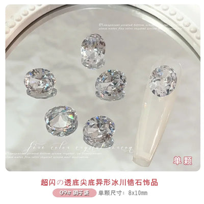 10-20PCS Super Sparkle Clear Translucent Zircon Nake Pointed Diamonds Nail Art Rhinestones Decorations Manicure Ornaments