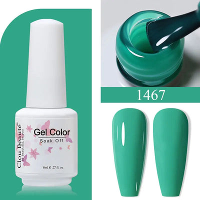 Clou Beaute 8ml Gel Polish Colorful Glitter UV Nail Gel Vernis Semi Permanent Glass Bottle Blue Green White Soak Off Gel Nail
