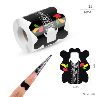 100pcs Nail Extension Guide Stickers French Nails Form Shaper Beginner DIY Acrylic/UV Gel/Poly Acrylic Gel Manicure Extension&*&