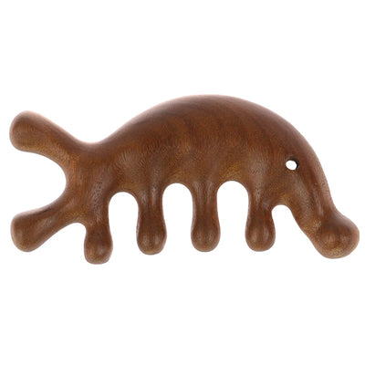 Sandalwood Head Meridian Massage Comb with Five Teeth Antistatic Massager Acupuncture Therapy Blood Circulation Wooden Combs
