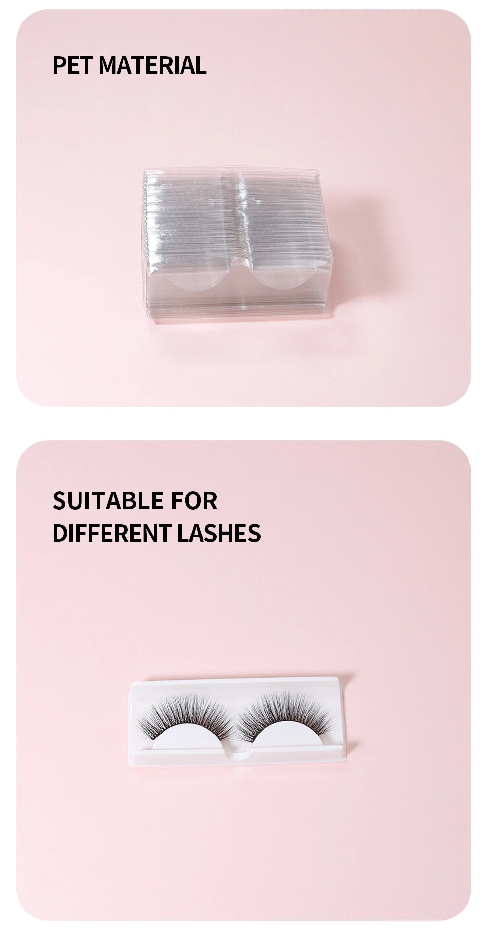 ANNAFRIS 50pcs Eyelashes Packaging Box False Lash Plastic Tray Holder Empty Storage Cover Mink Eyelash Display Box