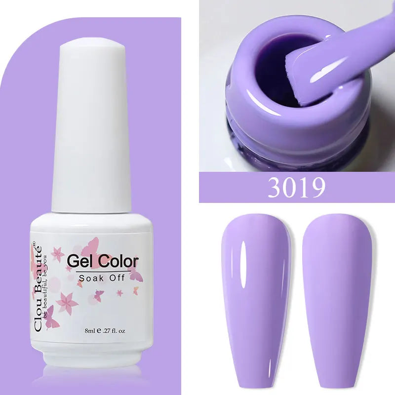 Clou Beaute 8ml Gel Polish Colorful Glitter UV Nail Gel Vernis Semi Permanent Glass Bottle Blue Green White Soak Off Gel Nail