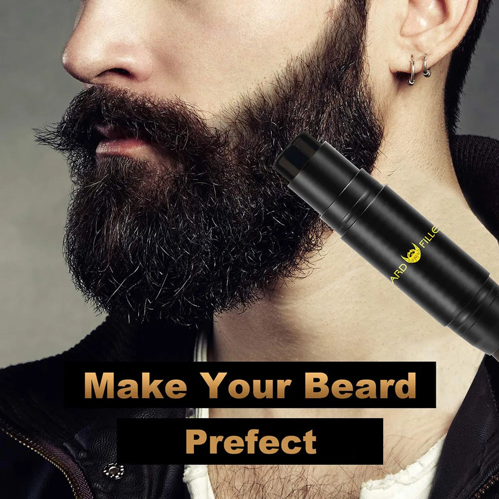 Men Beard Filling Stamp Beard Pencil Filler Waterproof Moustache Pen Beard Brush Enhancer Moustache Coloring Shaping Sweatproof