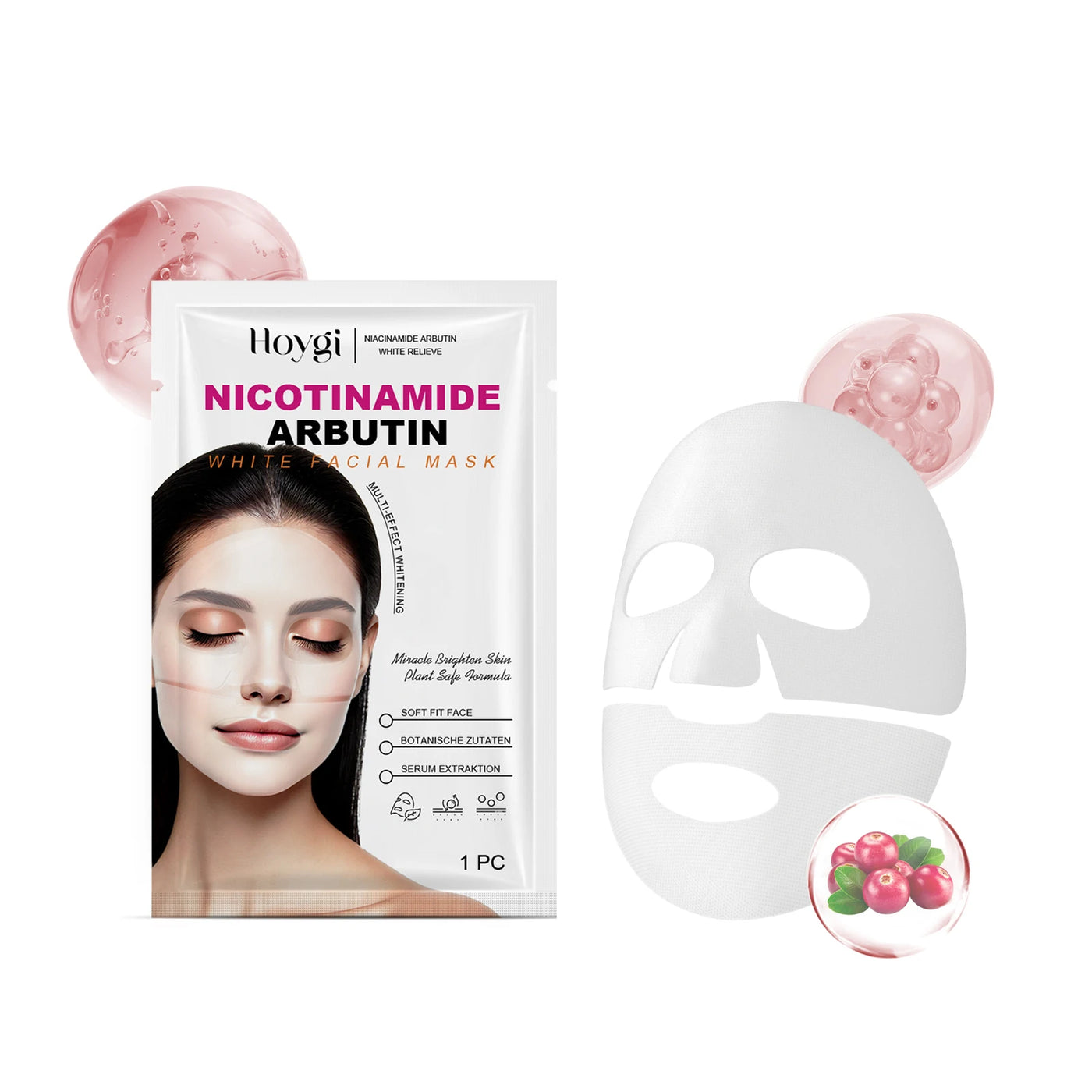 Niacinamide Arbutin Hydrating Mask Deep Hydrating Shrink Pores Firming Refreshing Brightening Facial Sheet Mask for Glowing Skin