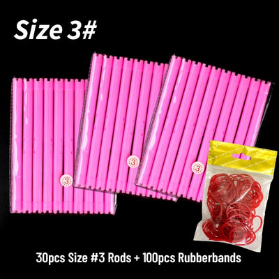 30pcs/set 16.5cm Length Hollow Cold Perm Rods with Rubberbands Extra Long Curler Bars Heatless Rollers Hairdresser Tools 1903
