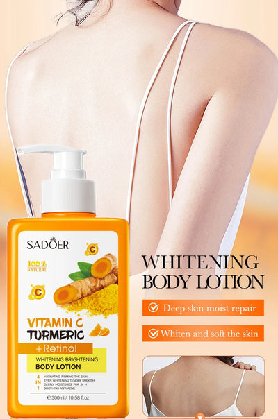 Turmeric Vitamin C Body Lotion Super Moisturizing Tender Firming Skin Brightening Face Cream Dark Spots Lighten  Skin Care 300ml