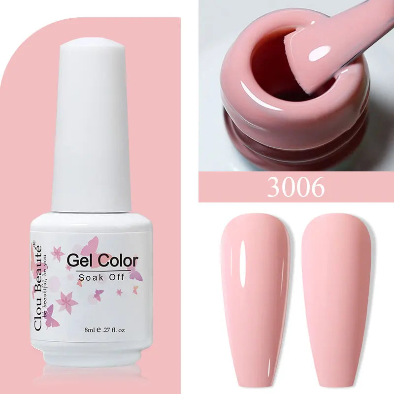 Clou Beaute 8ml Gel Polish Colorful Glitter UV Nail Gel Vernis Semi Permanent Glass Bottle Blue Green White Soak Off Gel Nail