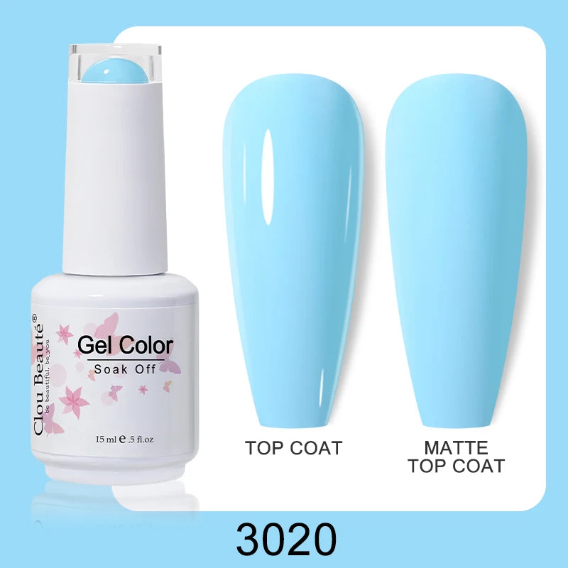 Clou Beaute Nail Gel Polish Kit 15ml Soak Off UVLED Nails Varnish Semi Permanent Nail Art Gels Lacquer Top Base Coat Gel Lacquer