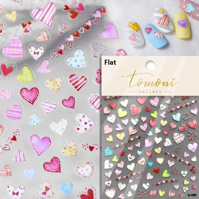 Cat's Eye 5D Gradient European Love Heart Gem Wing Crystal Geometric Colorful Self Adhesive Nail Art Stickers Manicure Decals