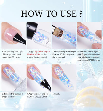 30g Dopamine Sequin Flexible 3D Gel Non Stick Hand Solid Extension Nail Gel Nude Pink White Extension Gel Rhinestone Glue Gel