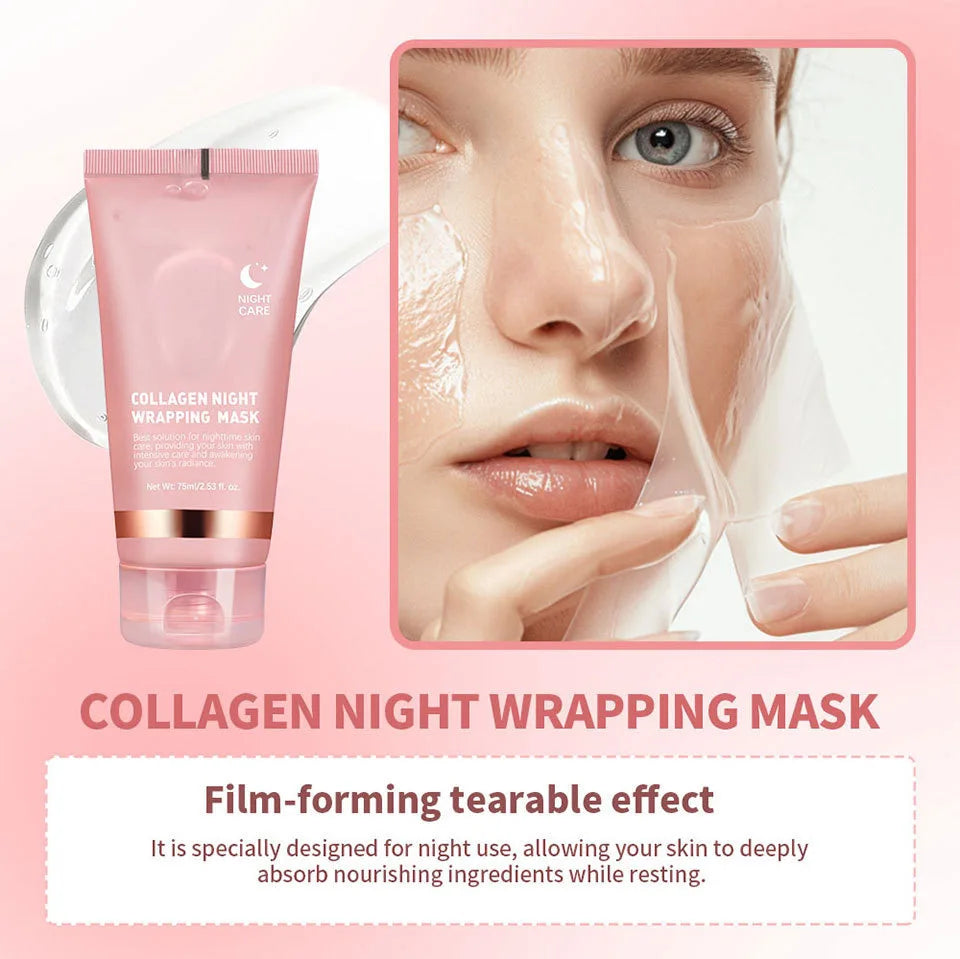 1/2/3box Collagen Wrapping Night Mask with Brush,Deep Moisturizing Care,Contains Collagen & Firming Facial Skin Care for Bedtime