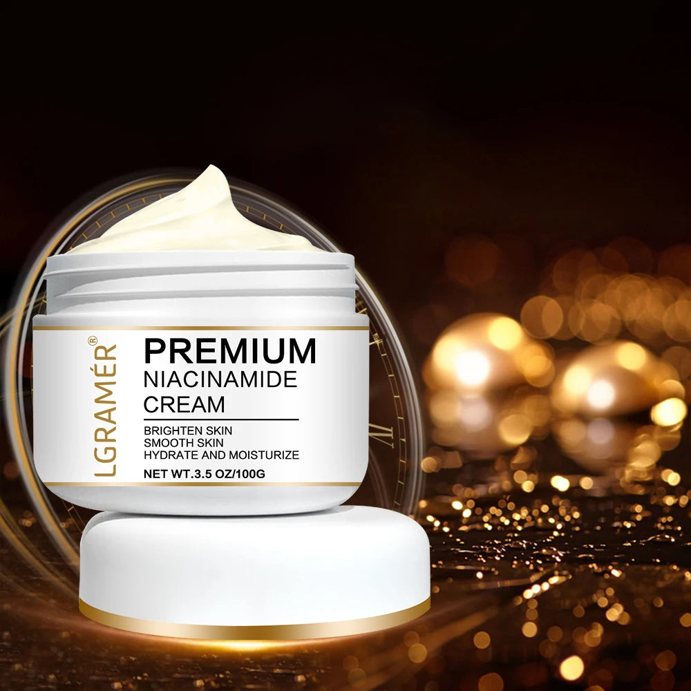 LGRAMER Gold Hyaluronic Acid Nicotinamide Face Essence Moisturize Replenishment Smooth Brighten Skin Care Firming Facial Serum