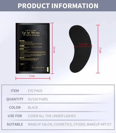 50pairs Padding UV Black Patches Eyelash Extension Eye Gel Patches Hydrogel Patch Eyelashes Makeup Stickers