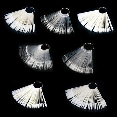 50Pcs/Set Nail Tips Colors Display Tools color plate practice nail plate fan-shaped Manicure Tools