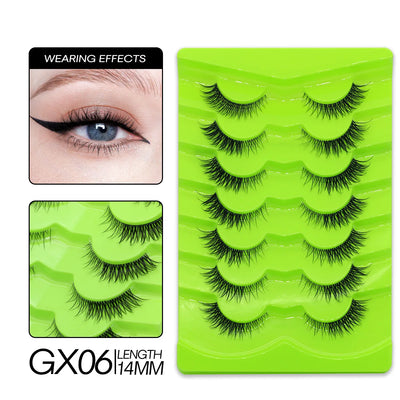 GROINNEYA Cat Eye Lashes Natural long Manga Lashes Faux Mink Eyelashes Winged End Eye Elongated Eyelashes Fake Lashes Soft