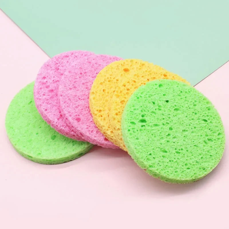 5-10pcs Face Round Makeup Remover Tools Wood Pulp Makeup Beauty Sponge Cellulose Compress Cosmetic Puff Facial Washing Sponge