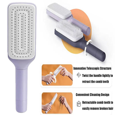 1/2pcs Rotatable Self Cleaning Hair Brush Massage Air Cushion Comb Magic Retractable Self-Cleaning Massage Brush Telescopic Comb