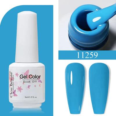 Clou Beaute 8ml Gel Polish Colorful Glitter UV Nail Gel Vernis Semi Permanent Glass Bottle Blue Green White Soak Off Gel Nail