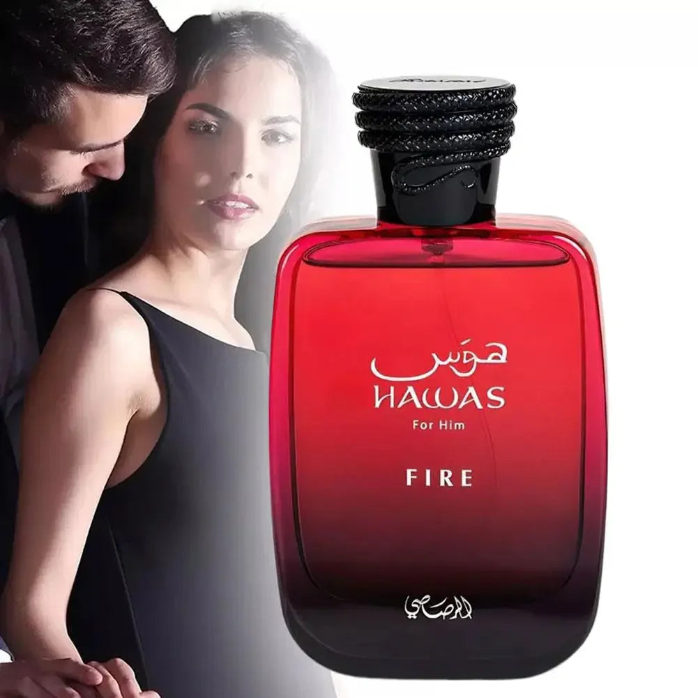 100ml Hawas Fire Men's EDP Spray Long-lasting Arabian Luxury, Fresh Rich Scent, Premium Masculine Fragrance Ideal for Nights Out