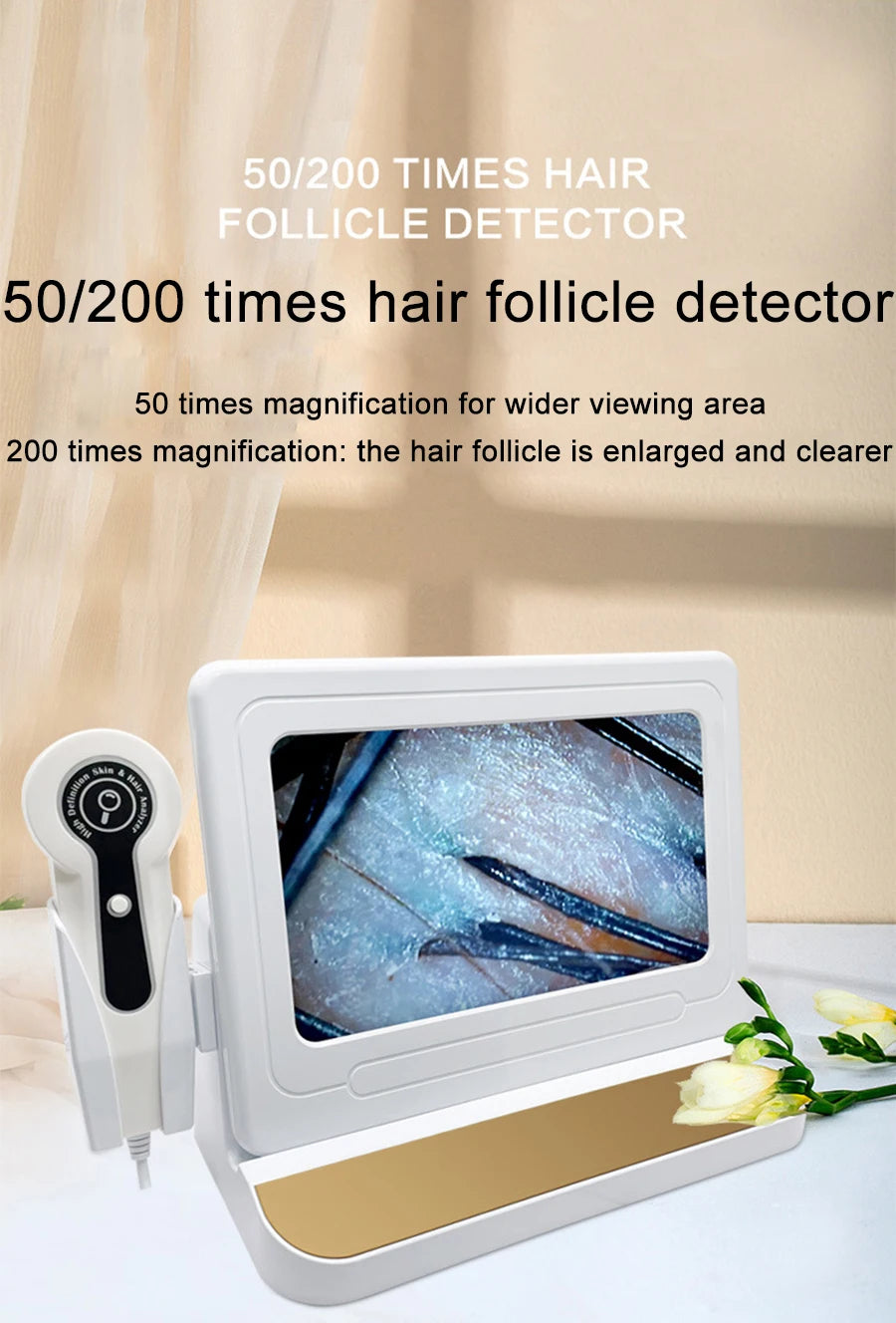 NEW 10 Inch LCD Skin&Hair Scalp Analyzer Detector Digital Microscope Magnifier Skin Hair Blackhead Follicle Detection 50X-200X