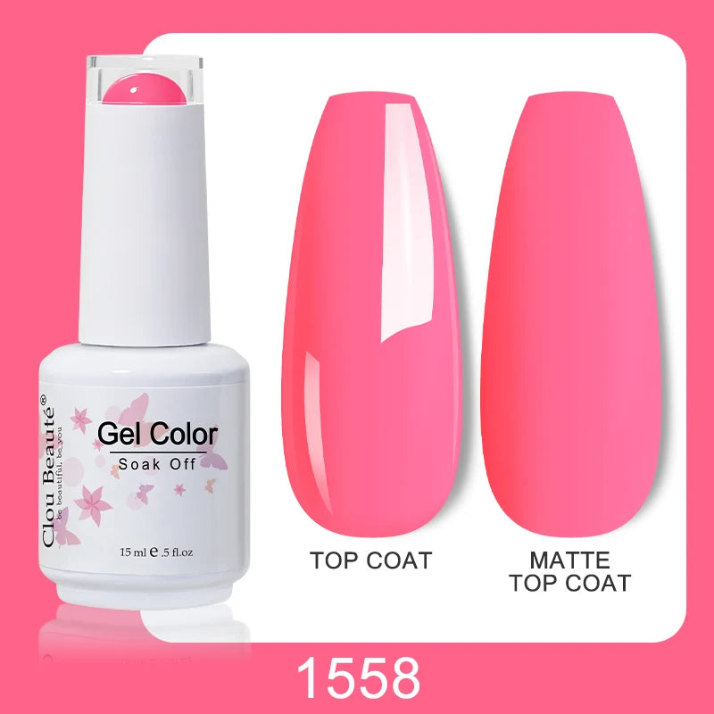 Clou Beaute Nail Gel Polish Kit 15ml Soak Off UVLED Nails Varnish Semi Permanent Nail Art Gels Lacquer Top Base Coat Gel Lacquer