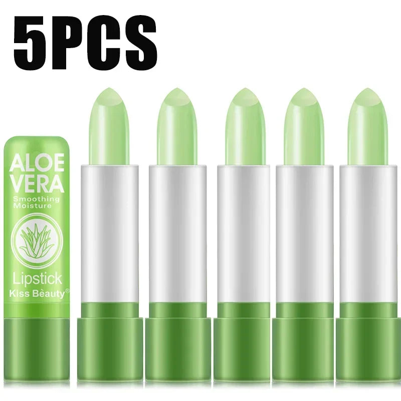 Temperature Change Aloe Vera Lip Balm Natural Lasting Moisturizing Anti-drying Lipstick Refreshing Non-sticky Lips Care Cosmetic