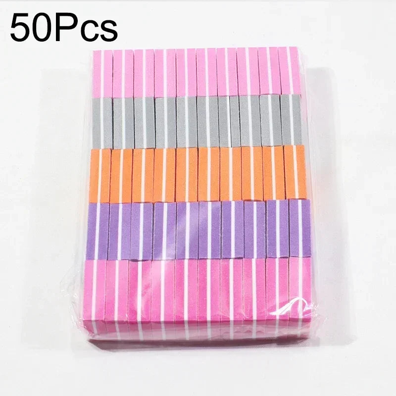New 100-10Pc Mini Buffing Sanding Files Block Pedicure Care Nail Art Buffer Polish Manicure Pedicure Nail File Tools Nail Charm