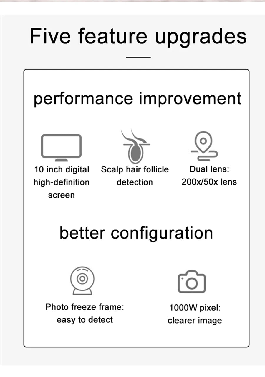 NEW 10 Inch LCD Skin&Hair Scalp Analyzer Detector Digital Microscope Magnifier Skin Hair Blackhead Follicle Detection 50X-200X