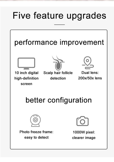 NEW 10 Inch LCD Skin&Hair Scalp Analyzer Detector Digital Microscope Magnifier Skin Hair Blackhead Follicle Detection 50X-200X