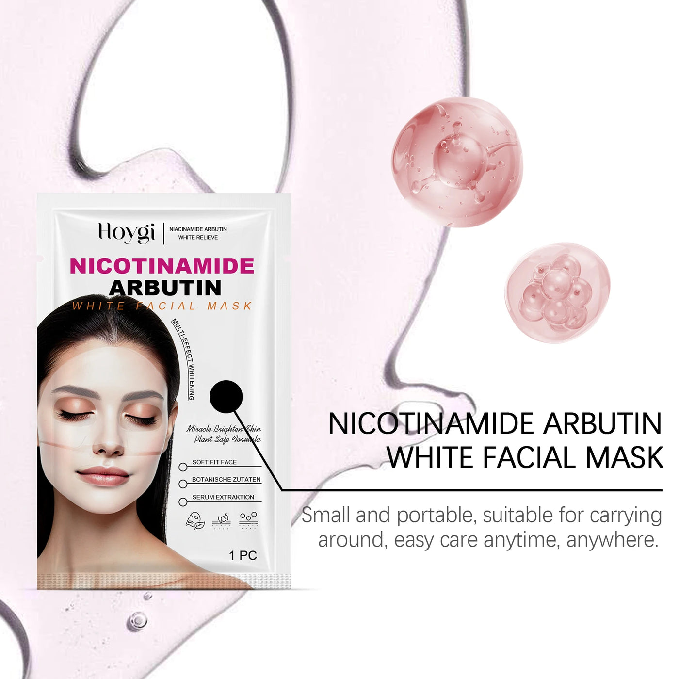Niacinamide Arbutin Hydrating Mask Deep Hydrating Shrink Pores Firming Refreshing Brightening Facial Sheet Mask for Glowing Skin