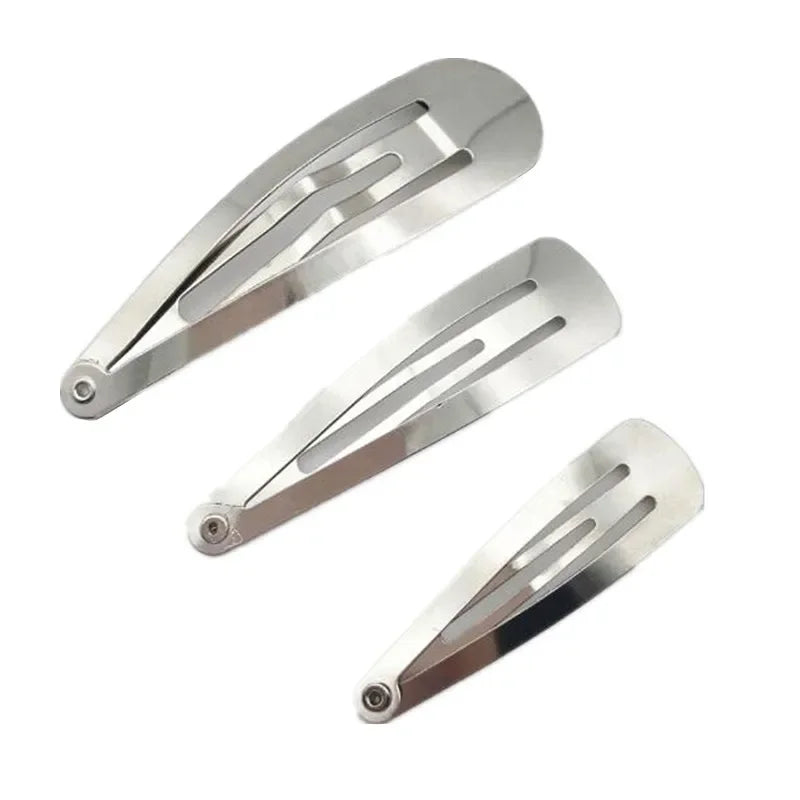 50pcs/pack Silver Tone Snap Hair Clips Craft Bow-Nickel Plated 30/40/50mm Barrette Slide Blanks for Kid DIY Decoration Hot