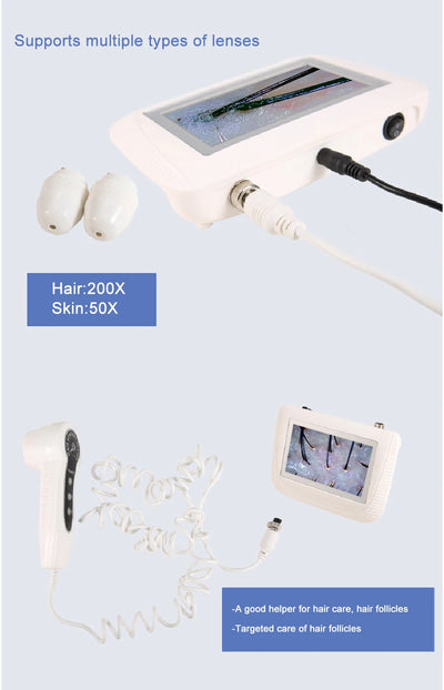 50/200X Charging Scalp Detector Digital Hair Skin Analyzer Microscope For Hair Follicle Testing and Skin Analysis Magnifier NEW