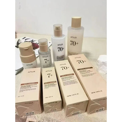 Anua Rice Hydrating Whitening Set Rice 70 Glow Milky Toner Face Acne Moisturizing Milk Lotion 7 Hydration Serum Daily Skin Care