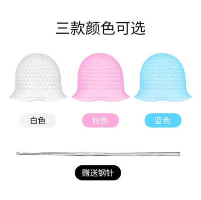 DIY Salon Dye Silicone Cap With Needle Hair Coloring Cap Hair Highlights Hat Reusable Soft Durable Hair Dye Tool Dye