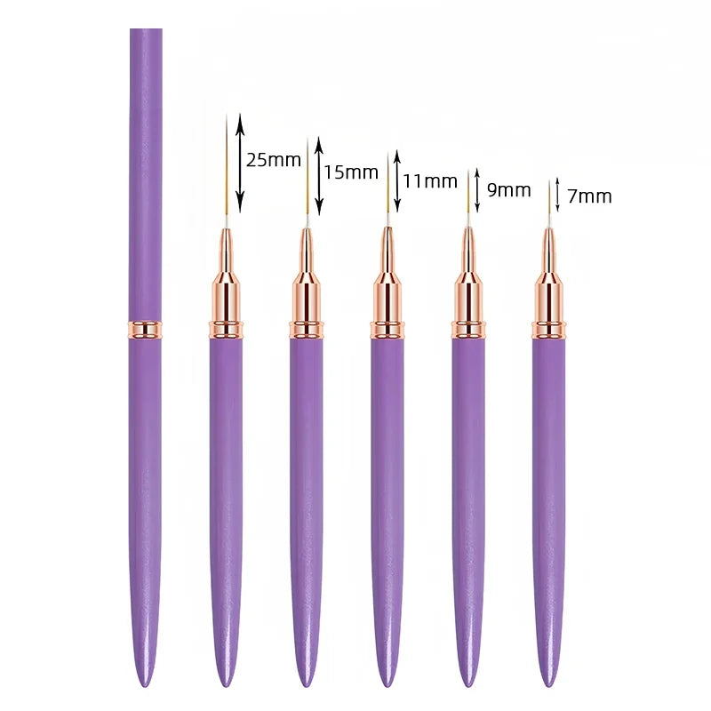 7/9/11/15/25mm Nail Liner Brush Set Drawing Lines Stripe Painting Flower Pen Nail Art Manicure DIY Manicure Design Accessories