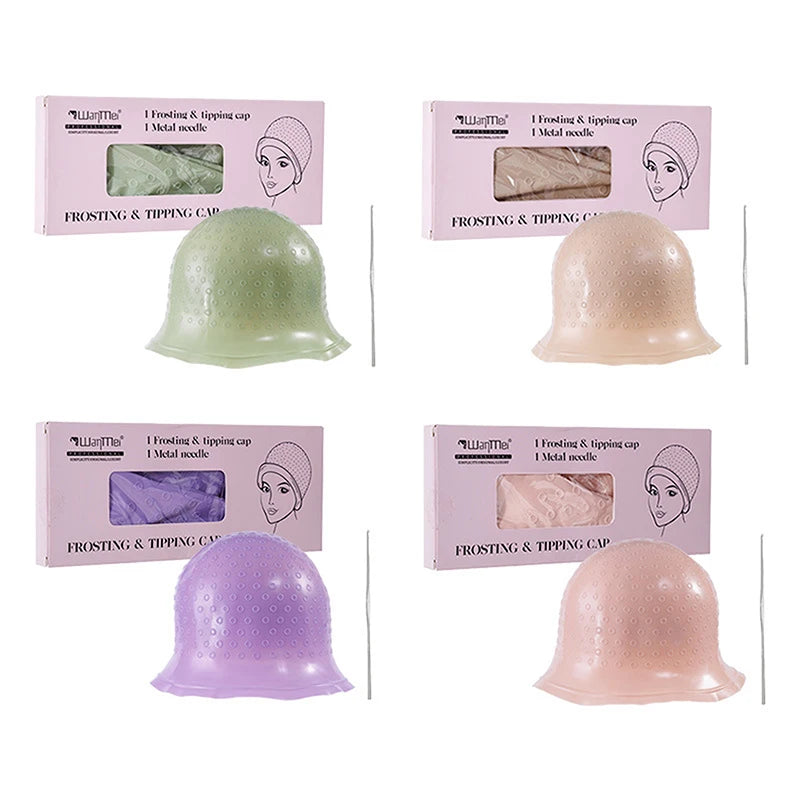 Hair Coloring Highlighting Cap Reusable Silicone Highlight Cap Pull Through Caps For Hair Dying Frosting Cap With Hook