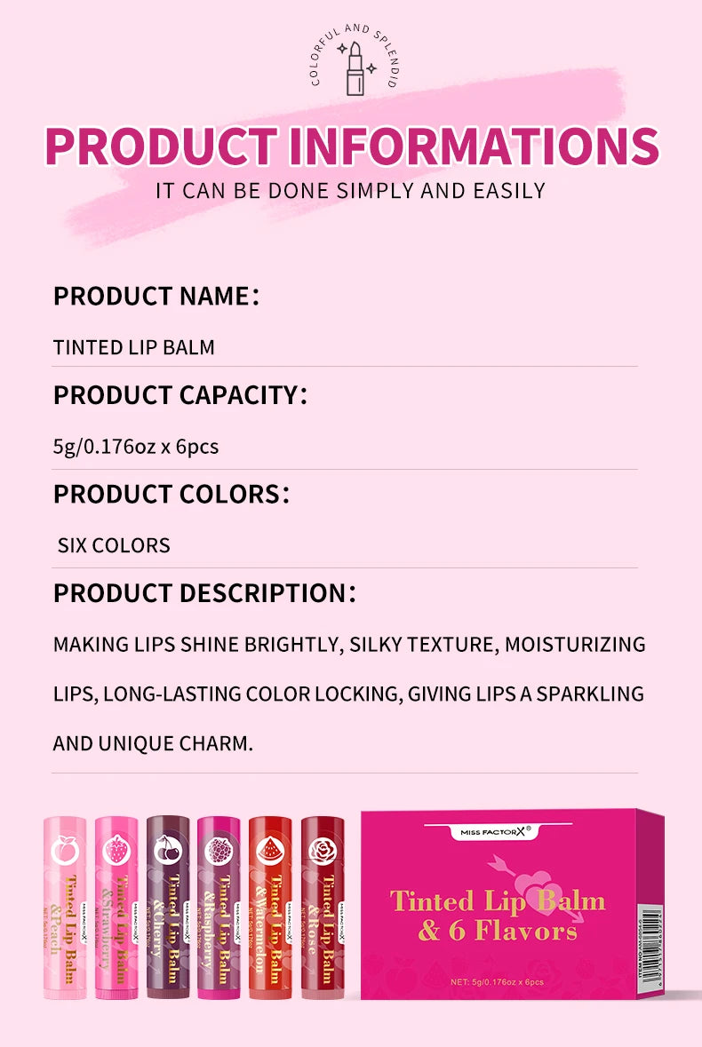 6 pieces/box, 6 flavors, nourishing and moisturizing dry lips, lipstick, lipstick gift set, the best choice for women's gifts