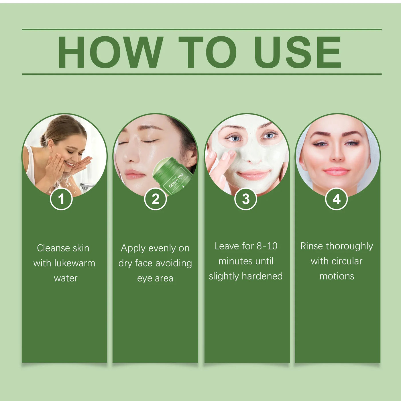 HOYGI Green Tea Cleansing Mask Blackhead Removal Anti Acne Oil Control Shrink Pores Purifying Reduce Brightening Face Skin Care