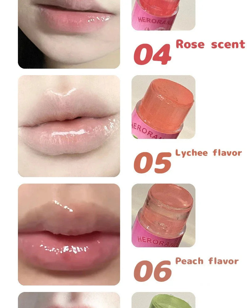 Peach Lychee Fruity Lip Balm Moisturizing Anti-Dry Anti Crack Clear Crystal Lip Balm Lip Care Mini Cute Jelly Lipstick Skin Care