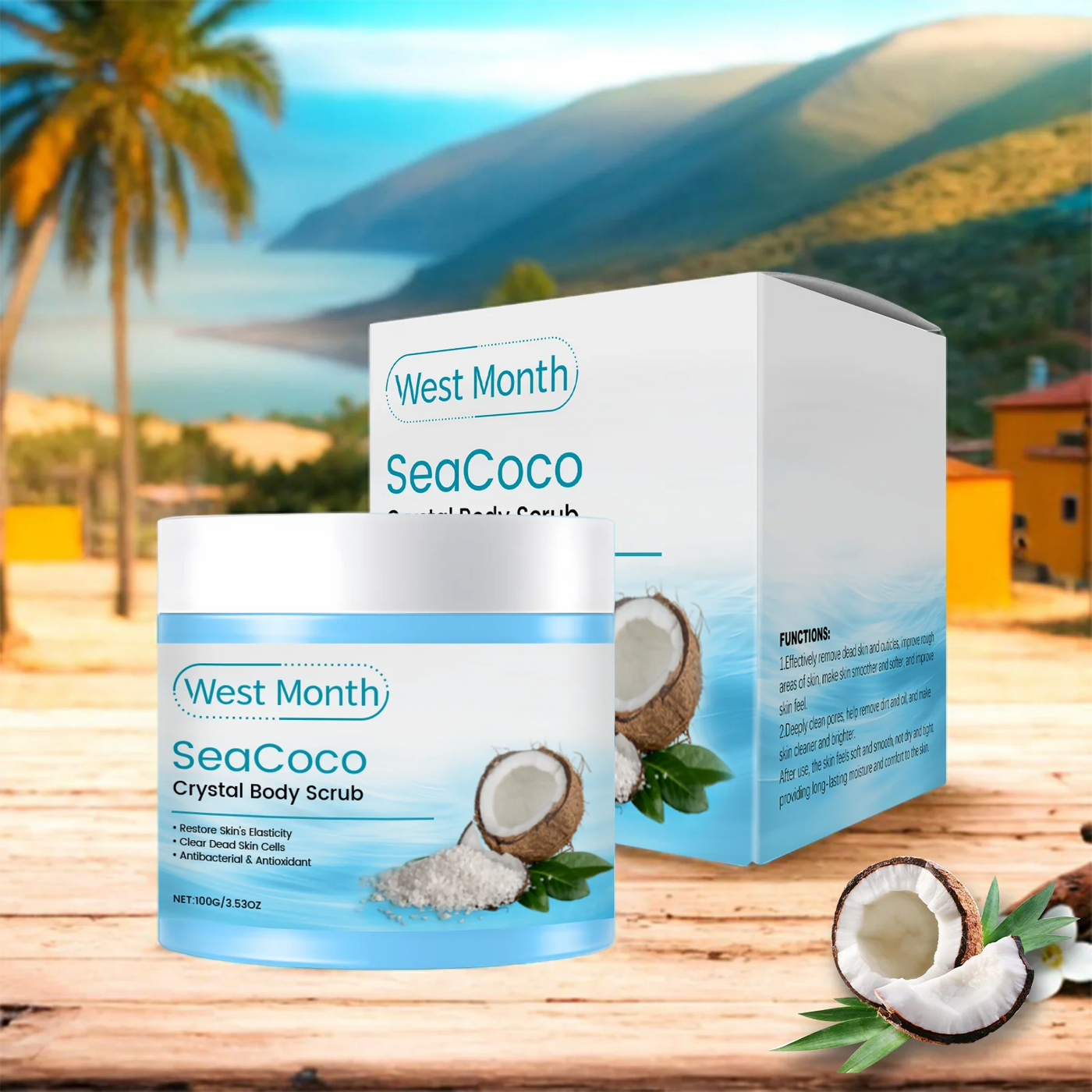 Coconut Body Scrub Exfoliating Remove Dead Skin Fading Dark Spots Softening Brightening Smoothing Cleansing Sea Salt Body Scrub