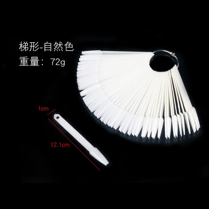 50Pcs/Set Nail Tips Colors Display Tools color plate practice nail plate fan-shaped Manicure Tools